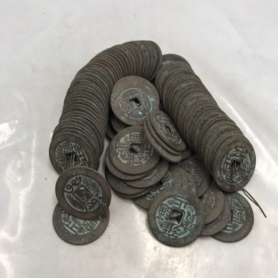 仿古做旧包浆黑纯铜批发2.8cm雍正铜钱100个仿真铜钱工艺品