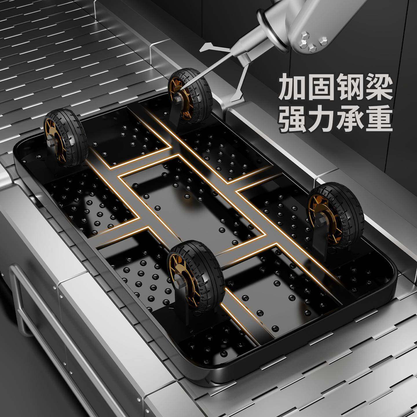 小推家23059601用便携车平拖板车折叠手拉车钢板推车小手拉车车快