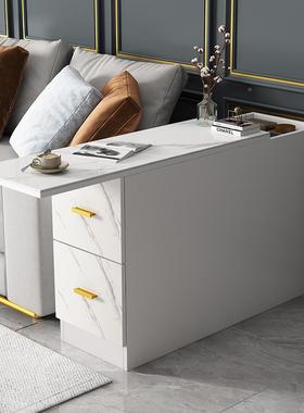 轻奢岩板意柜边柜边茶水床头沙发侧柜角几茶几扶手式桌窄缝JJXP00