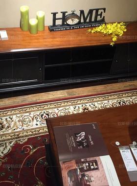 L7美实式木黑色电几视柜XPA茶组合地中式简约2.2米客厅柜轻奢清