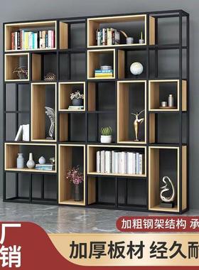 落KBG多层书架客厅实木屏风铁收纳架地式置物美架办公艺室隔断展