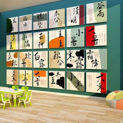 二四节气贴画题幼儿园墙HYtsxqks面装饰环创文化主十大厅布置成材