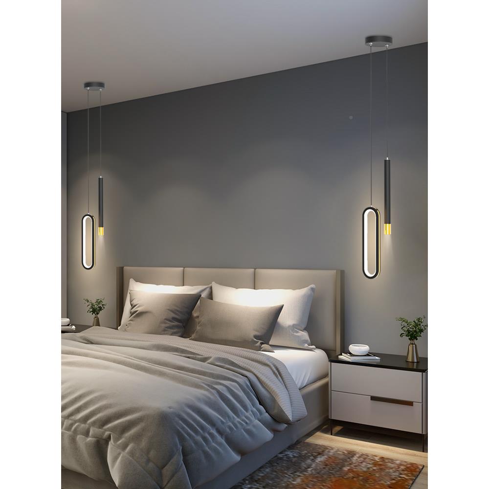 代床吊灯主卧室现简约头创48197意红感氛围设计师款网艺术小吊线