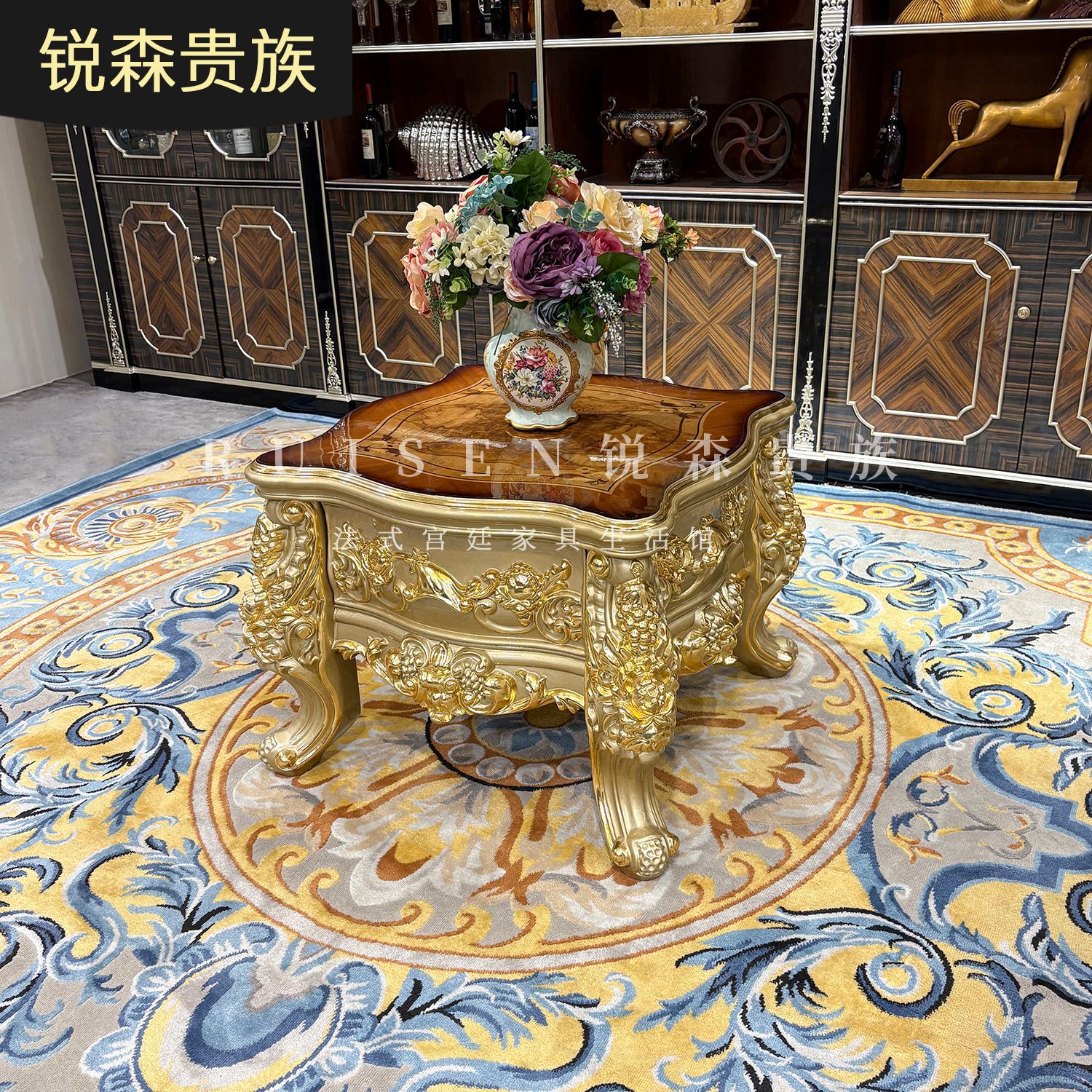 锐森贵族 法式实木小茶几 欧式角几客厅沙发边小茶几 小户型边桌