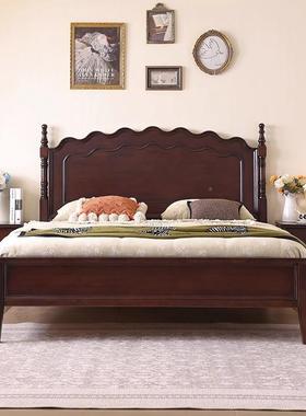 美式实木床黑色床18双人M床卧现代简.约复古法式MBW大床轻奢主婚