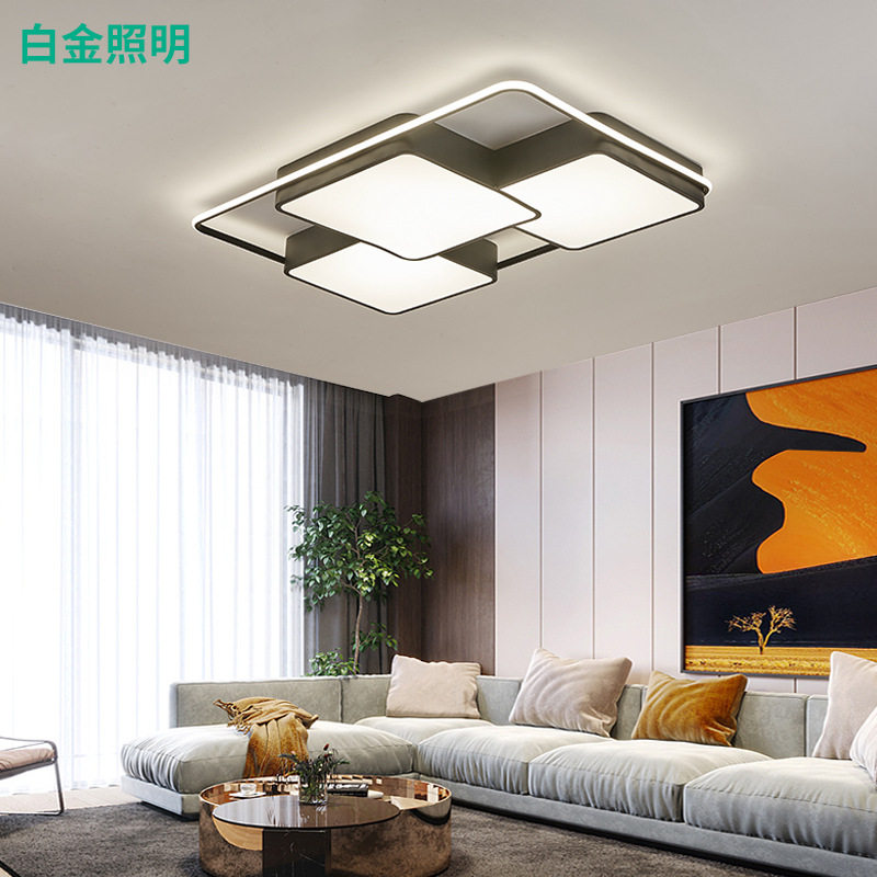 简约个性创意卧室吸顶灯黑白方形灯温馨浪漫卧室灯led大气客厅灯