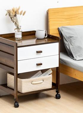 床CTG头现柜简易卧室可移动床边柜简约物代白色家用双层纳储柜竹