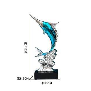 新中式刺身装饰高档剑鱼摆件海鲜姿造摆盘装饰品酒店背景高端摆件