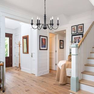 艺美蜡烛吊灯复古工业风客厅式 餐厅酒吧铁黑色982金色灯具