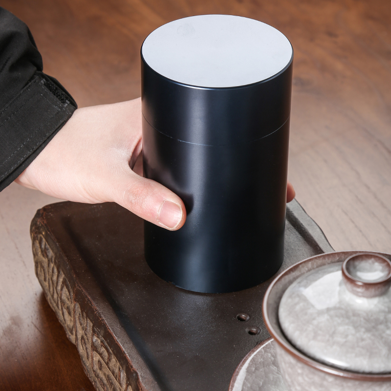 大号密封茶叶罐家用茶室螺纹口铝合金普洱茶红茶中式不锈钢储茶盒