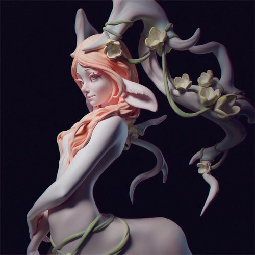 害羞的半人马女孩Shaman树精 鹿角3d打印模型stl图纸文件素材