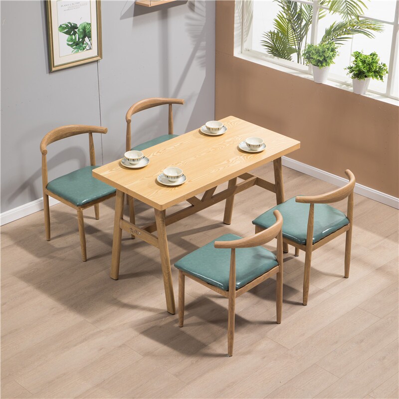 铁艺牛角椅快餐桌椅组合饭店早餐小吃麻辣烫面馆食堂工厂餐桌椅