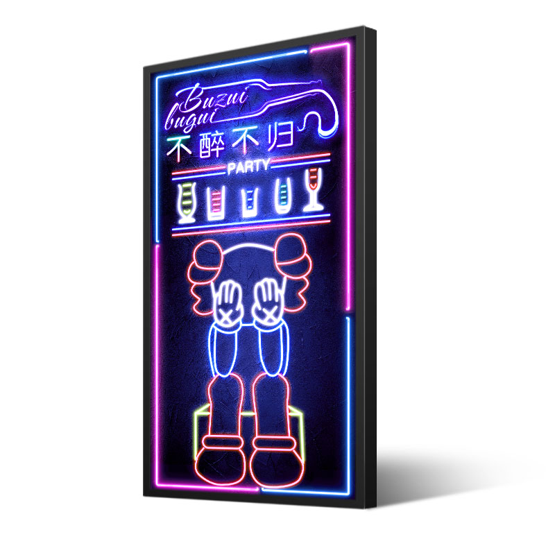 酒吧墙面装饰画kws国潮KTV烧烤店LED发光霓虹灯装饰画挂画壁画灯