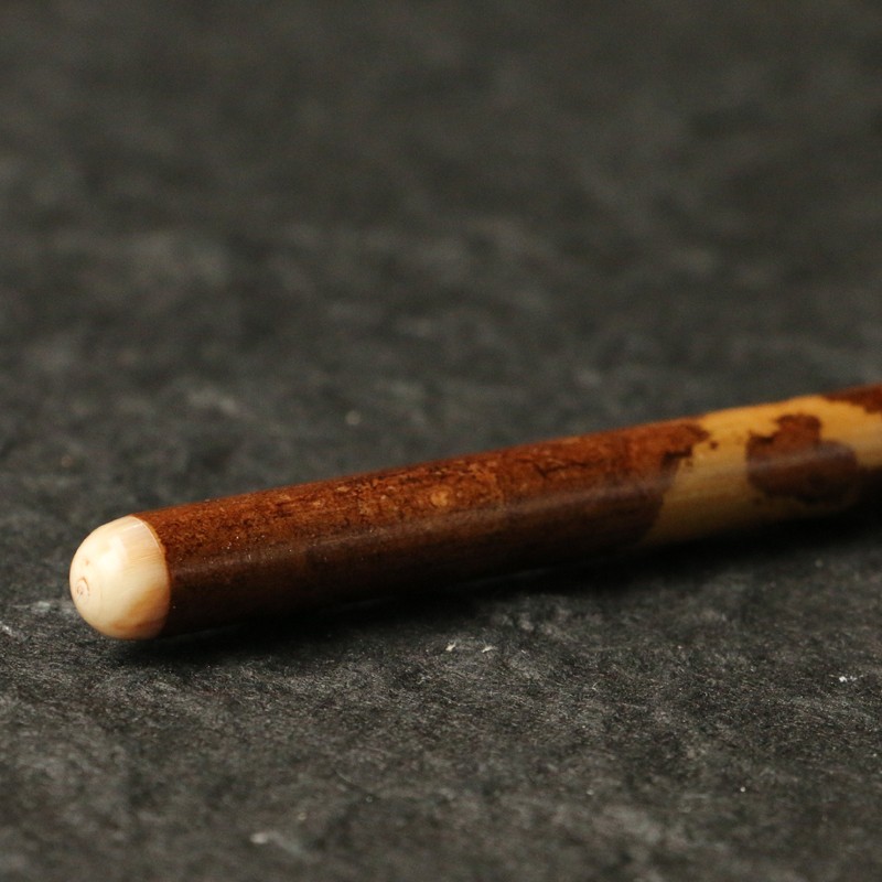 苏工广西湘妃竹老料苏工精工制作牛角封口教鞭戒尺把件把玩竹