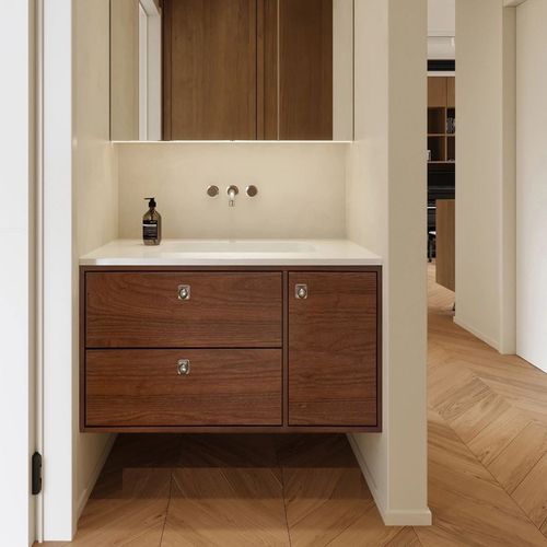 橡木烤漆实木浴室柜中古风开放漆洗漱台组合卫生间陶瓷一体洗手盆