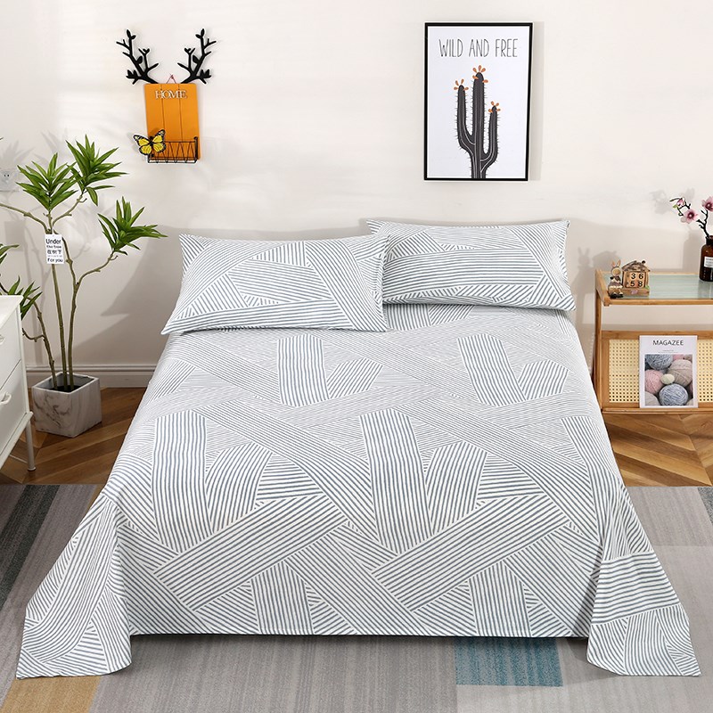 绿洲汉麻棉床单枕套三件套简约透气柔软舒适双人大尺寸床上用品