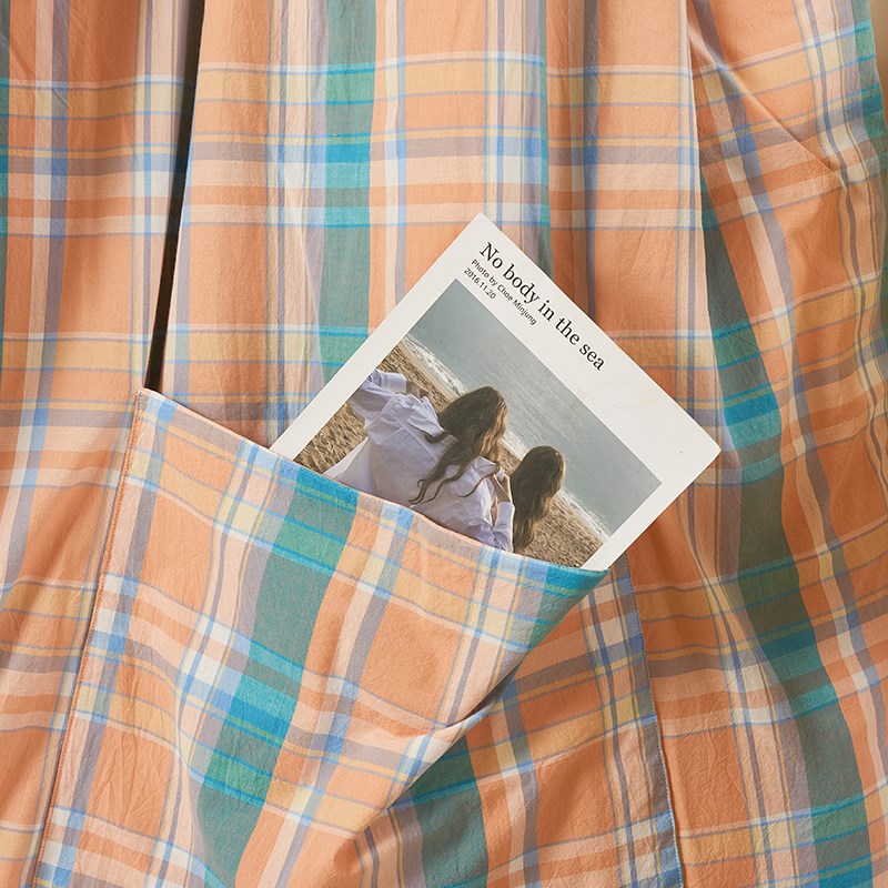 202新款全棉水洗棉简约格子抱枕被沙发办公室午睡汽车载客厅床上