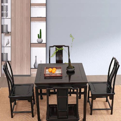 紫光檀罗锅怅如意方桌红木四方桌实木餐桌椅明式八仙桌椅苏作家具