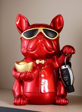 客厅装饰法斗狗存钱罐能进能出简约边几电视柜摆件大号储钱罐淼柔