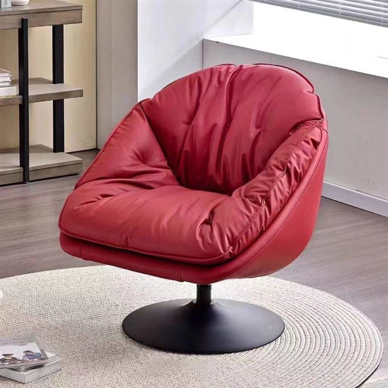 旋转蛋壳椅时尚单人沙发椅家用阳台客厅舒适懒人皮艺沙发