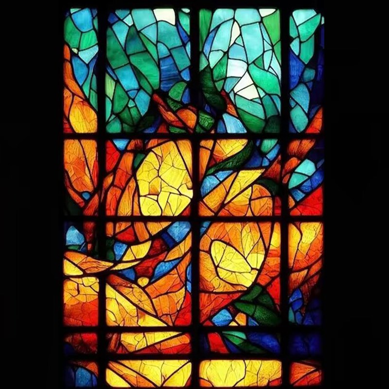 蒂凡尼珐琅彩艺术玻璃屏风隔断玄关入户彩绘教堂复古人工立线花窗