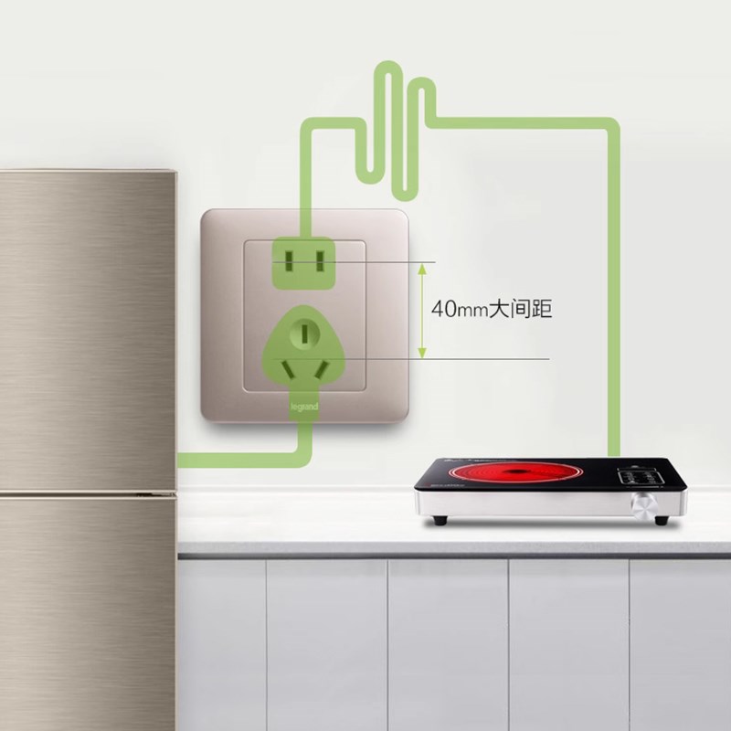 罗格朗开关插座面板逸典米兰金墙壁暗装一开五孔带USB 1空调插