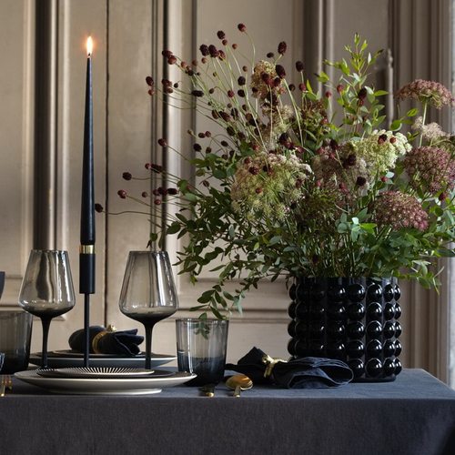 出口大波点黑色透明色直筒花瓶样板房个性摆件组合家用圆形气泡