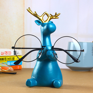 创意小鹿眼镜架子眼镜店桌面陈列道具装饰可爱树脂眼镜支架摆件