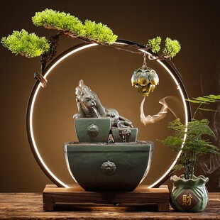 日进斗金 流水摆件客厅玄关招财送礼摆设创意室内家居桌面水景