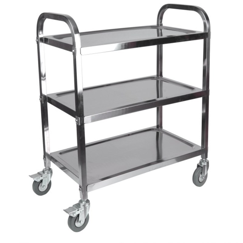 不锈钢三层餐车 二层加厚手推传菜车 餐碟收集车收碗送餐车特大号