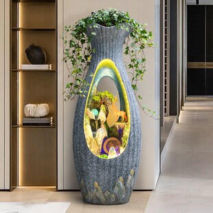 大型假山流水落地花瓶摆件循环水客厅电视柜旁边装 饰乔迁新居礼品