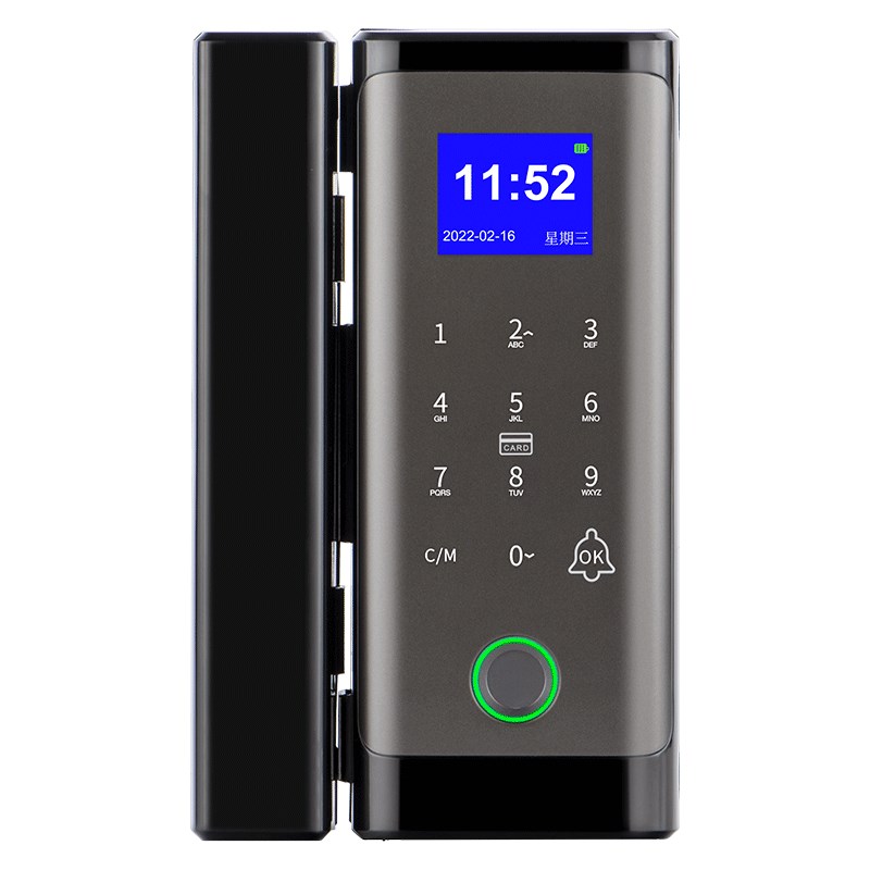 开玻璃门指纹锁临时密码智能干电池5号名布线免开孔大门电子锁