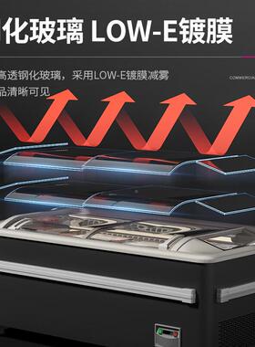 乐/l鲜econ商用创冷超市组合岛柜卧式大容量保冰柜藏390冷冻展示