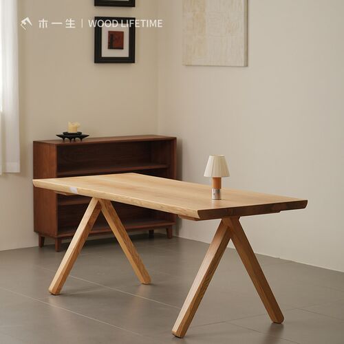 木一生  无喧桌 白蜡木原木桌原木风餐桌岛台大桌板书桌手工台