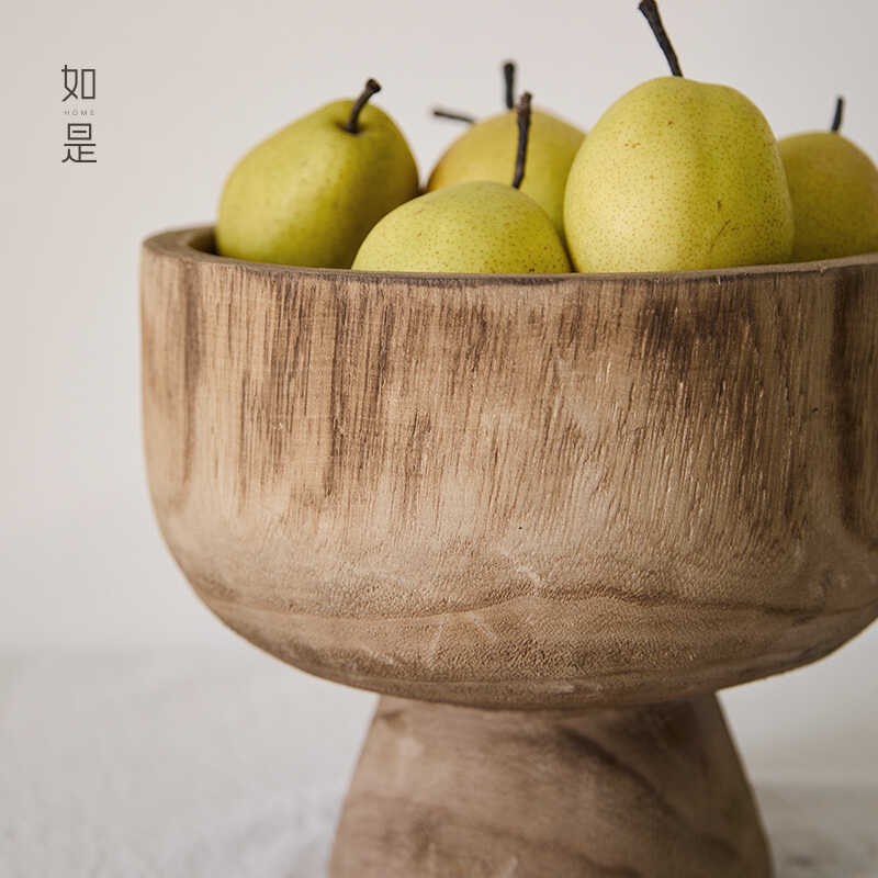 如是/侘寂风实木果盘果盆原木水果盘摆件民宿客厅装饰品复古托盘