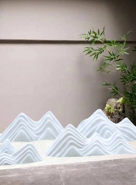 雪浪石切片组合白色景观庭院造景室内橱窗布置仿真石头假山摆件饰