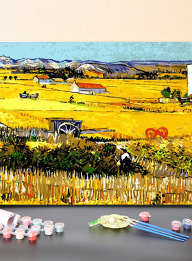 数字油画diy填充梵高丰收客厅解闷手工填色秋天风景油彩丙烯画画