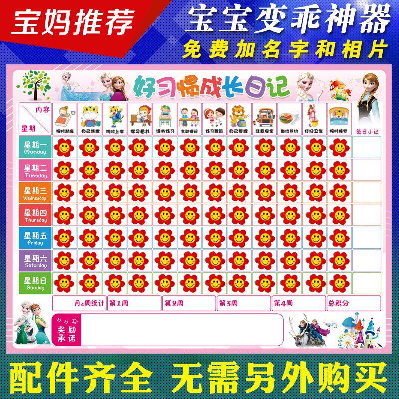 小学生奖励自律表奖惩磁铁人生成长评价正面数字白板制度贴画儿童