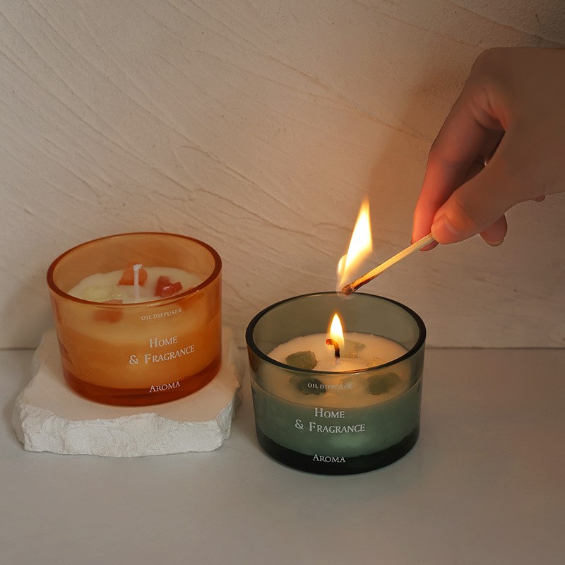 黛熙香氛蜡烛卧室氛围玻璃杯无烟摆件手工香薰固体酒店香氛四色香