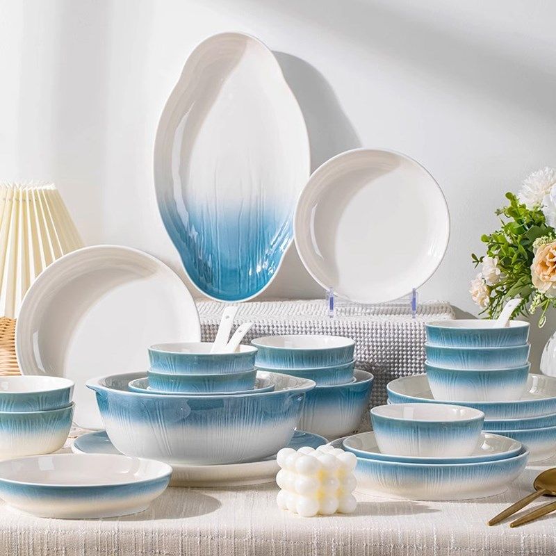 顺祥陶瓷碗碟套装家用简约现代高级感餐具筷乔迁送礼碗盘2025新款