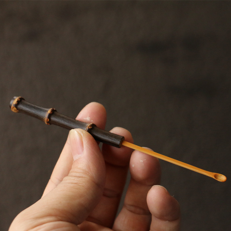 天然紫竹鞭老料纯手工精工竹制竹制挖耳勺掏耳勺把件把玩竹器