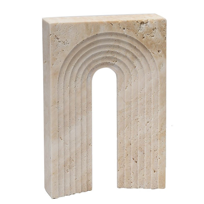 意大利洞石几何体摆件现代抽象建筑模型雕塑样板间书柜酒柜装饰品