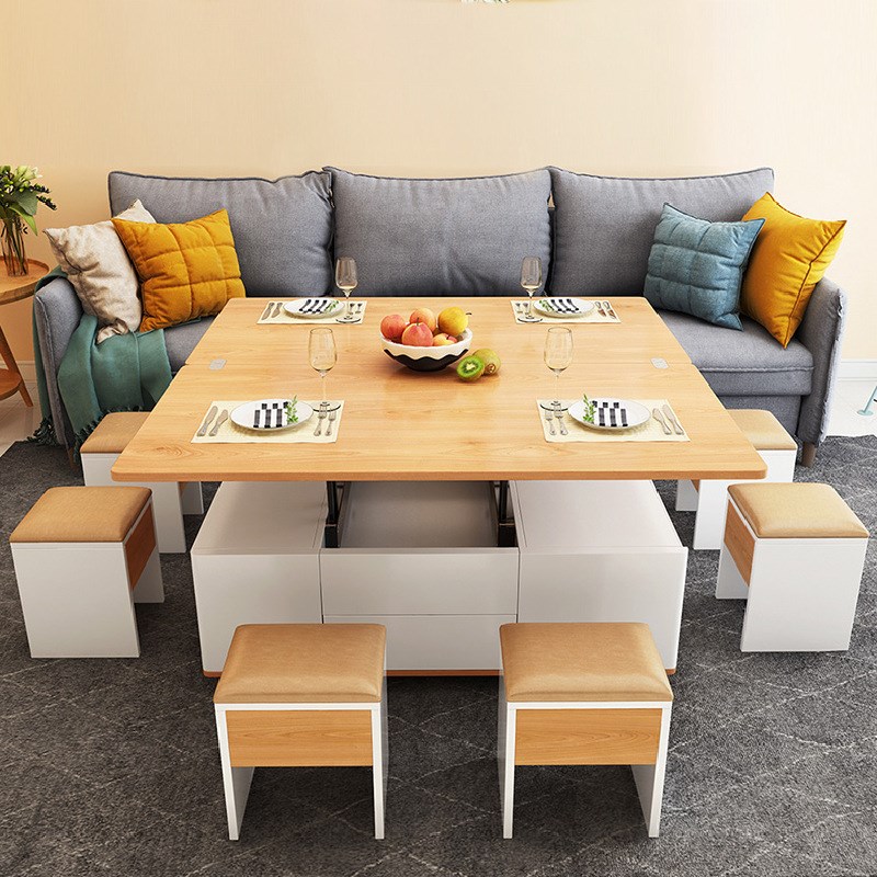 2024款可移动岩板折叠升降小户型多功能茶几客厅家用饭桌一体两用