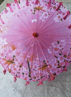 流苏花瓣伞演出道具舞蹈走秀复古古风拍照工艺伞绸布油纸伞吊顶伞