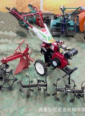 汽油照明款两驱微耕机果菜园地翻农用旋耕机轻便TIJ手推家犁地用