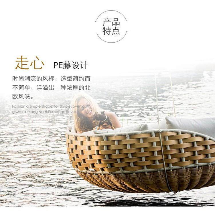 椅阳台EVJ吊休椅人吊篮田园户外闲摇秋千藤椅民宿家用吊床室内双