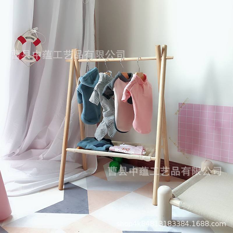 狗狗衣柜实木猫咪柜公主小 衣橱衣架双层柜子宠物家具狗猫柜床木