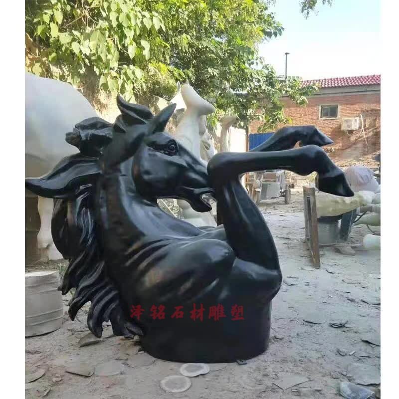 创意浮雕马雕塑玻璃钢马头宽窄巷子马拉车彩绘马飞马雕塑装饰