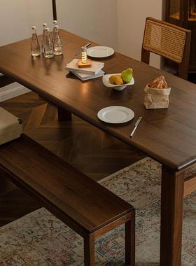 子崇匠家具桌黑胡桃餐木全实长桌工作cj-23021台长方形简约现木代