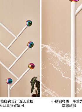 中大古衣风简约现代立式卧室树形不锈钢理石小型衣帽架89718地落